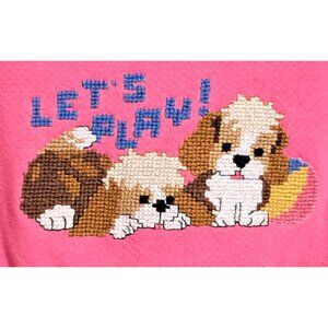 Vintage 80s/90s Pink Toddler Sweatshirt "Lets Play!" Puppy Size 2 Spencers 100%